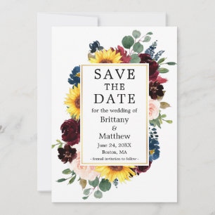 Eleganter Watercolor Mixed Floral Gold Rahmen Save The Date