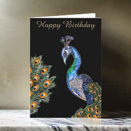 Eleganter Watercolor Peacock Geburtstag Karte