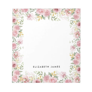 Eleganter Watercolor Pink und Goldpeonies Wreath Notizblock