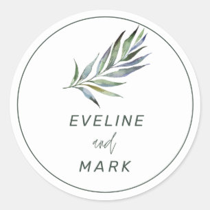 Eleganter Watercolor Wedding Classic Round Sticker