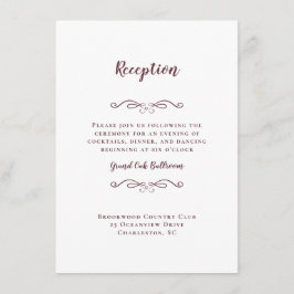 Eleganter Wedding Empfang Burgundy White Chic Begleitkarte