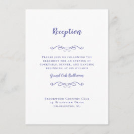 Eleganter Wedding Empfang Chic Periwinkle Blue Begleitkarte