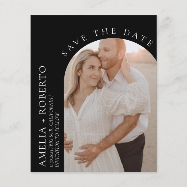 Eleganter Wedding Save the Date Foto Card Flyer (Vorne)
