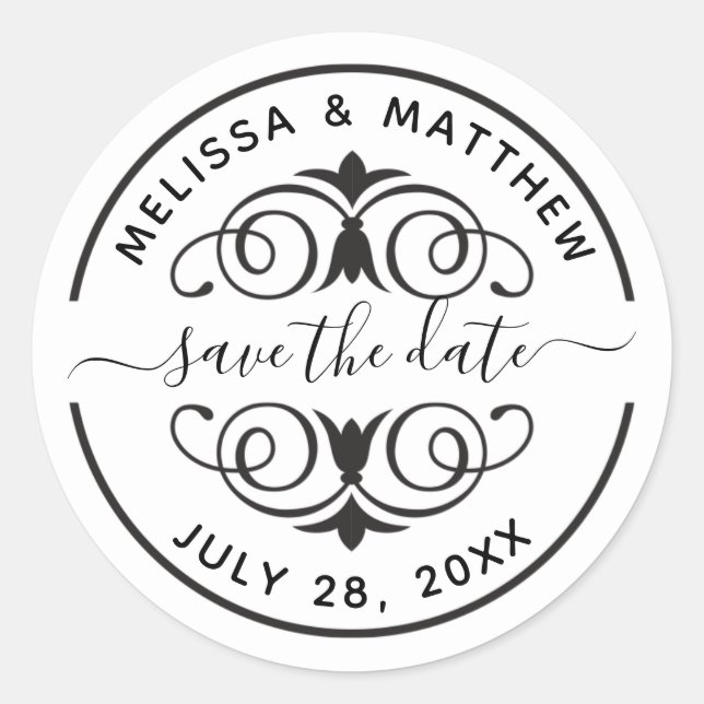 Eleganter Wedding Save the Date Umschlag Aufkleber (Vorderseite)