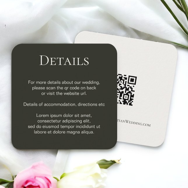 Eleganter Wedding Schlicht Simple QR Code Begleitkarte (Elegant Wedding Plain Simple QR Code Enclosure Card from Ricaso)