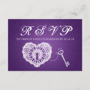 Eleganter Wedding UAWG Key für mein Herz Lila RSVP Karte