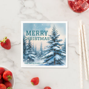 Eleganter Weihnachten Xmas Winter Tannenwald Hol Serviette