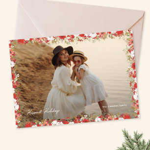 eleganter Weihnachts-Blumen-Fotorahmen glücklichst Feiertagskarte