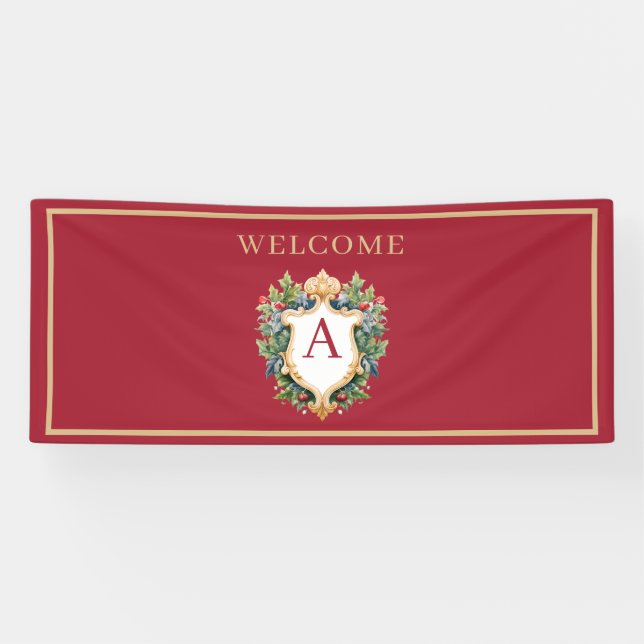 Eleganter Weihnachts-Monogramm-Brief Banner (Horizontal)