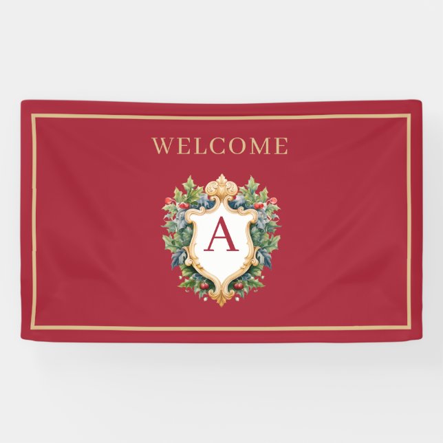 Eleganter Weihnachts-Monogramm-Brief Banner (Horizontal)