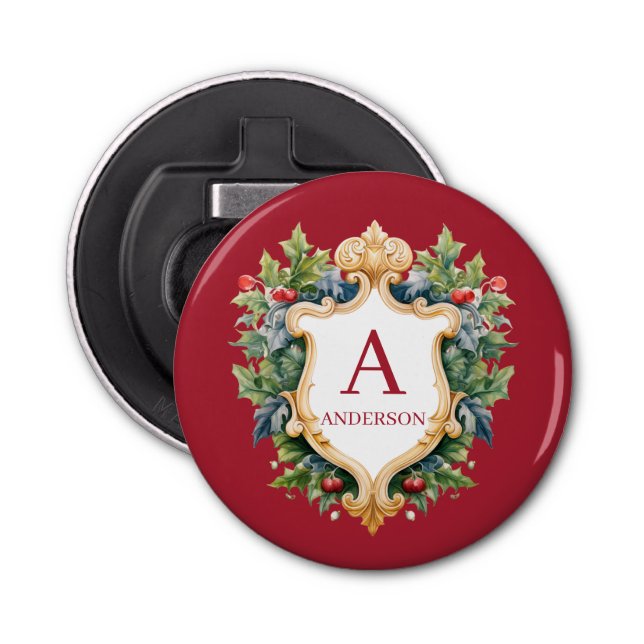 Eleganter Weihnachts-Monogramm-Brief Flaschenöffner (Vorderseite)