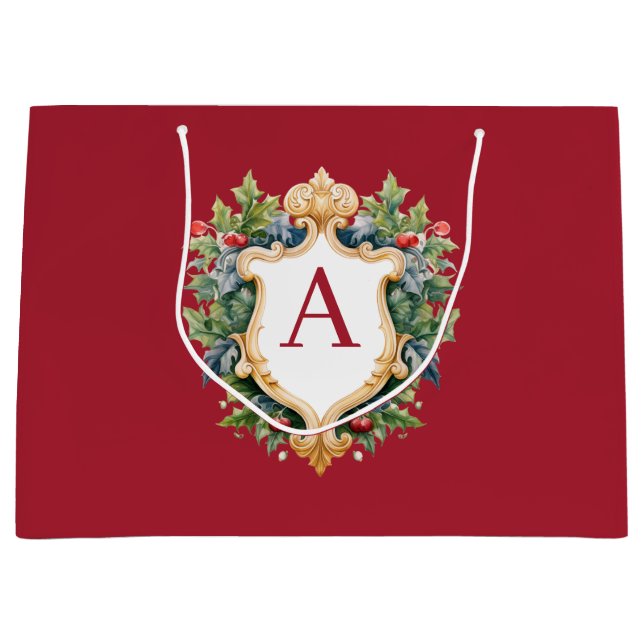 Eleganter Weihnachts-Monogramm-Brief Große Geschenktüte (Vorderseite)