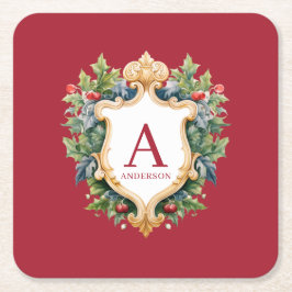 Eleganter Weihnachts-Monogramm-Brief Rechteckiger Pappuntersetzer