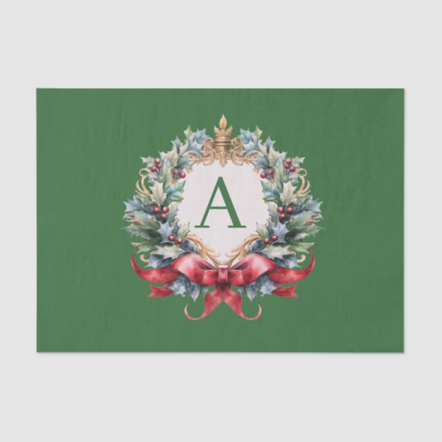 Eleganter Weihnachts-Monogramm-Brief Seidenpapier (Vorderseite)