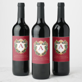 Eleganter Weihnachts-Monogramm-Brief Weinetikett