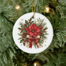 Eleganter Weihnachts-Poinsettie-Stechpalme-Tannen-