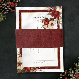 Eleganter Weihnachts-Rot-Damaskus Einladungsbanderole