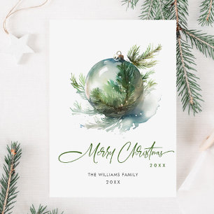 Eleganter Weihnachts-Salbei-Grün-Schmuck-Gruß Feiertagskarte