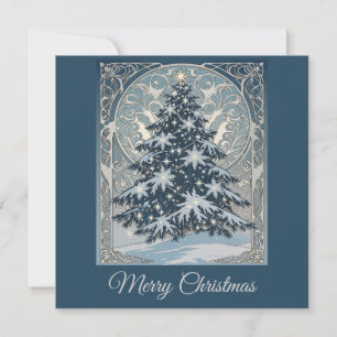Eleganter Weihnachts-Tannenbaum-Schneeflocken und Feiertagskarte