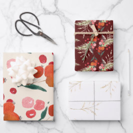 Eleganter Weihnachts-Urlaub in Florals Geschenkpapier Set