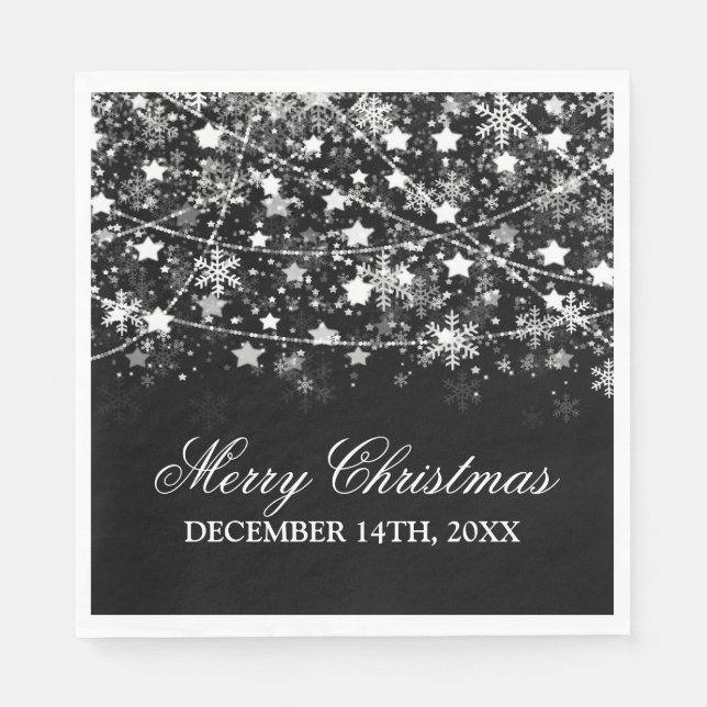 Eleganter Weihnachts-Weihnachtslieder Silber Serviette (Vorderseite)