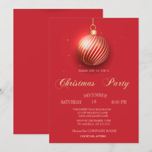 Eleganter Weihnachtsball Roter Weihnachtsfirmenfei Einladung