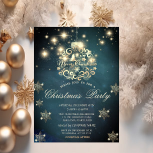 Eleganter Weihnachtsball, Schneeflocken Firmenpart Einladung
