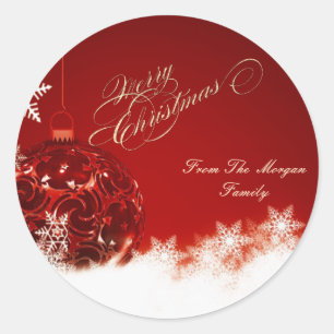 Eleganter Weihnachtsball, Schneeflocken Runder Aufkleber