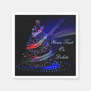 Eleganter Weihnachtsbaum Blue Pink Glittery Napkin Serviette