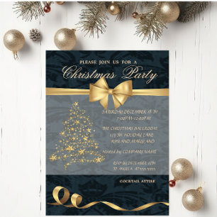 Eleganter Weihnachtsbaum, Bow, Weihnachts-Party Einladung