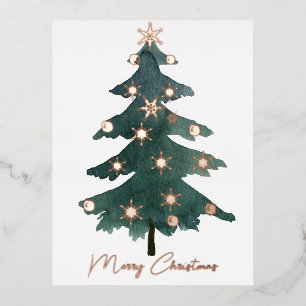 Eleganter Weihnachtsbaum Chic Echt Folien Feiertagspostkarte