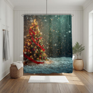 Eleganter Weihnachtsbaum-Duschvorhang  Duschvorhang