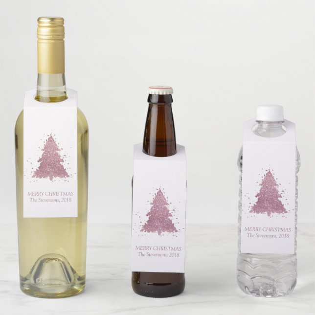 Eleganter Weihnachtsbaum | Dusty Mauve Pink Custom Flaschenanhänger (Beispiel)