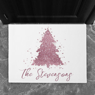 Eleganter Weihnachtsbaum Dusty Mauve Pink Custom Fußmatte