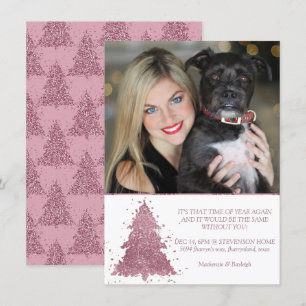 Eleganter Weihnachtsbaum   Dusty Mauve Pink Foto Feiertagskarte
