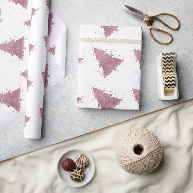 Eleganter Weihnachtsbaum | Dusty Mauve Pink Spritz Geschenkpapier (Kunsthandwerk)