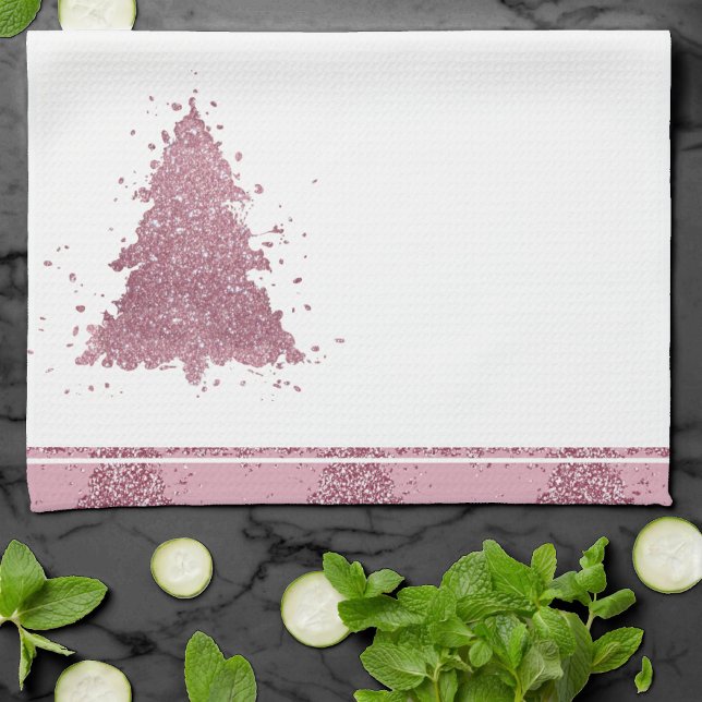 Eleganter Weihnachtsbaum | Dusty Mauve Pink Spritz Geschirrtuch (Von Creator hochgeladen)