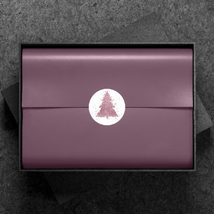 Eleganter Weihnachtsbaum   Dusty Mauve Pink Spritz Runder Aufkleber