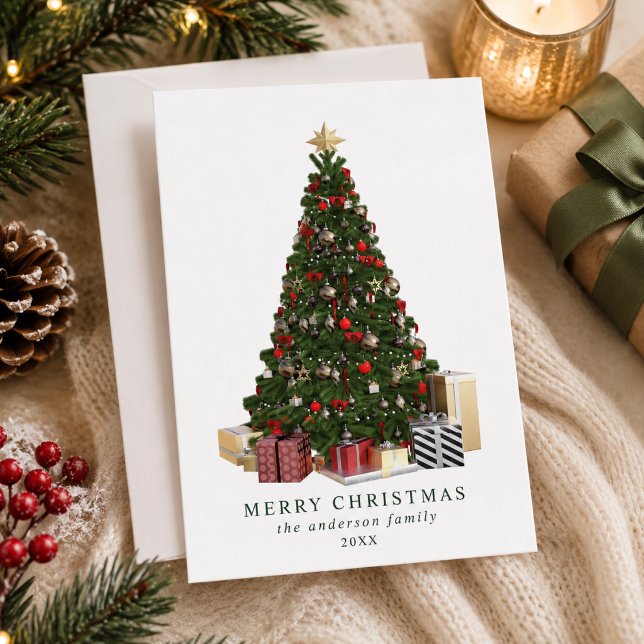 Eleganter Weihnachtsbaum Feiertagskarte (Elegant Watercolor Christmas Tree Holiday Card)