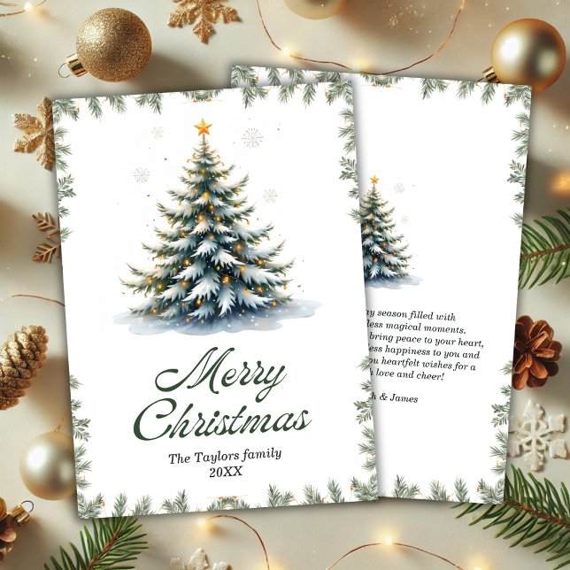 Eleganter Weihnachtsbaum Feiertagskarte (Elegant Watercolor Christmas Tree Holiday Card)