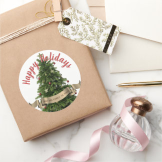 Eleganter Weihnachtsbaum - Frohe Feiertage nach Wu Runder Aufkleber