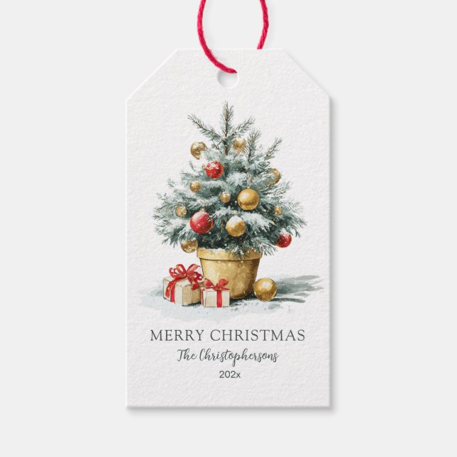 Eleganter Weihnachtsbaum Geschenkanhänger (Vorderseite)