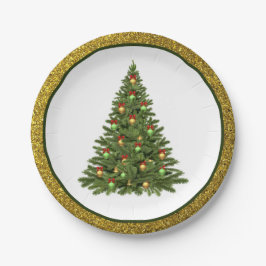 Eleganter Weihnachtsbaum / Gold Glitzer Paper Plat Pappteller