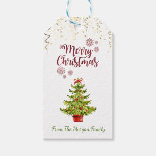 Eleganter Weihnachtsbaum im Wasserfarblook, Konfet Geschenkanhänger