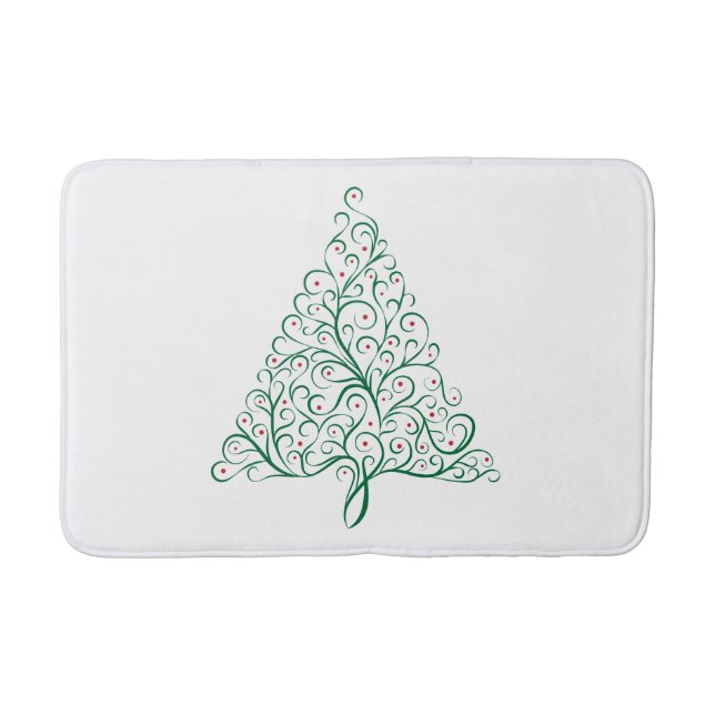 Eleganter Weihnachtsbaum in Rot und Grün Badematte (Vorderseite)