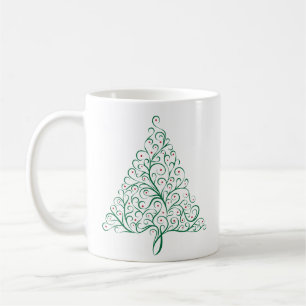 Eleganter Weihnachtsbaum in Rot und Grün Kaffeetasse