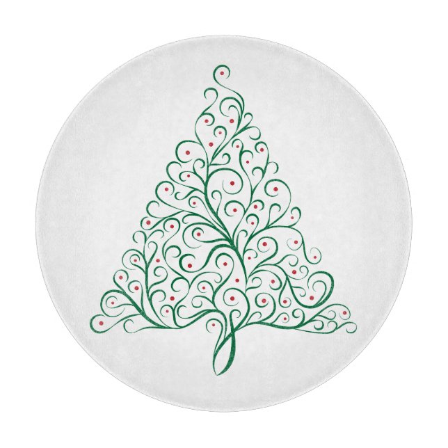 Eleganter Weihnachtsbaum in Rot und Grün Schneidebrett (Vorderseite)