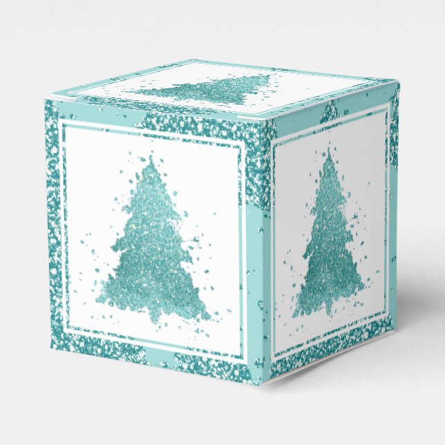 Eleganter Weihnachtsbaum | Luxe Aqua Mint Spritzer Geschenkschachtel (Vorderseite)