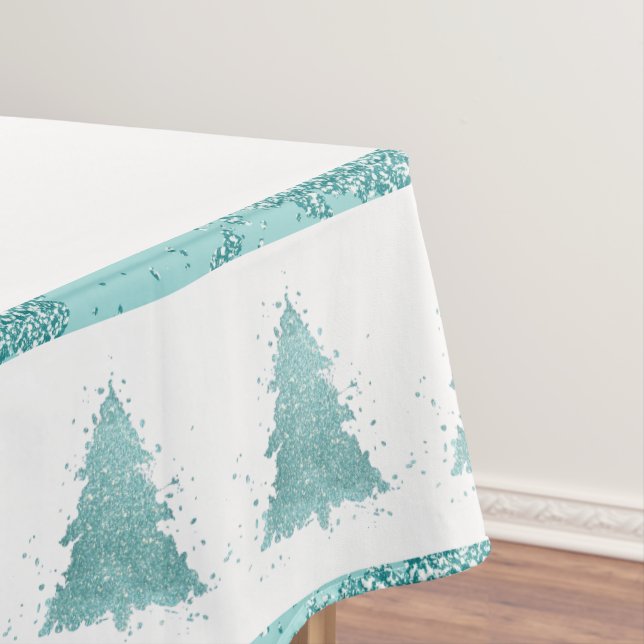 Eleganter Weihnachtsbaum | Luxe Aqua Mint Spritzer Tischdecke (Beispiel)