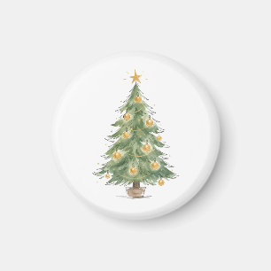 Eleganter Weihnachtsbaum mit goldenen Ornamenten W Magnet